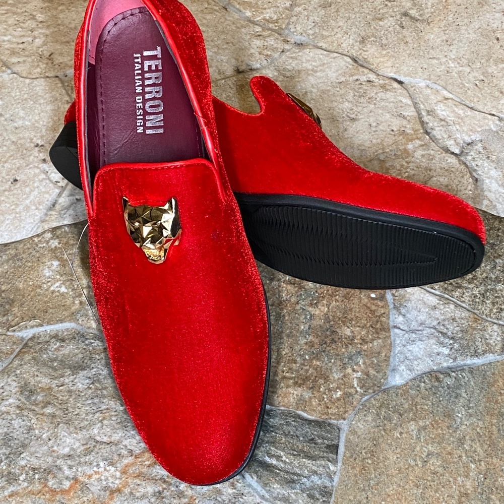 Terroni Red Men's Slip-On Dress Shoe-Fashionable-Italian Design